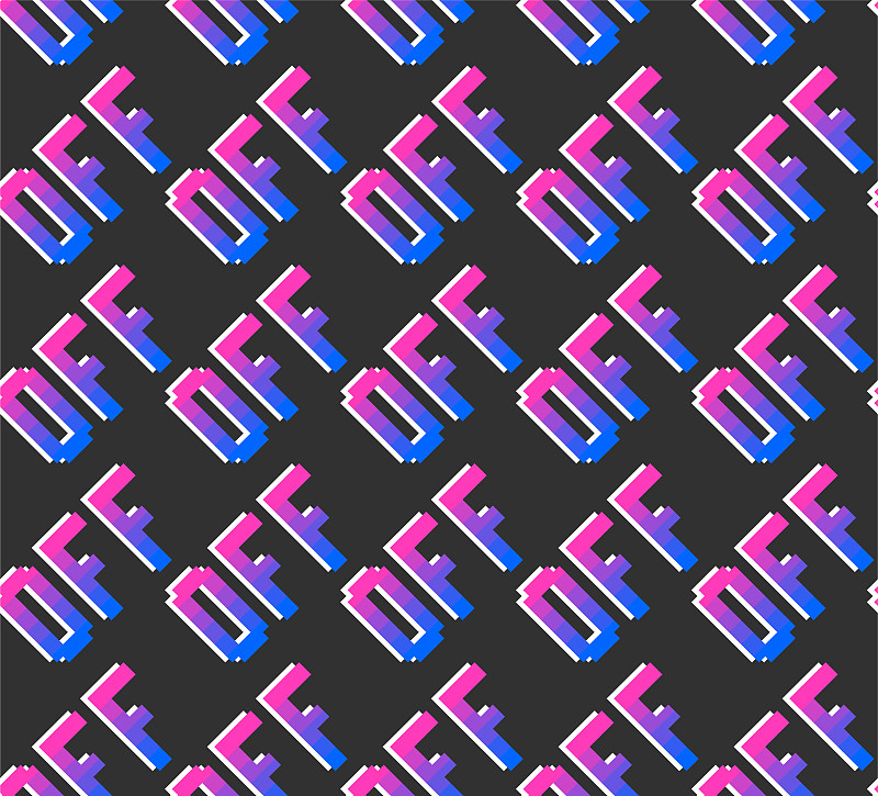 Seamless vector pixel off signs pattern. Multicolo