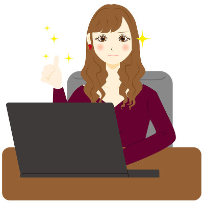 年轻的商业女性使用电脑。矢量图