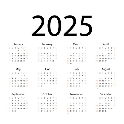 2025年日历。撕日历。个人的组织者。白色背景。矢量插图。每股收益10