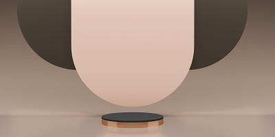 产品展台经典风格场景复古粉红金色3d插图