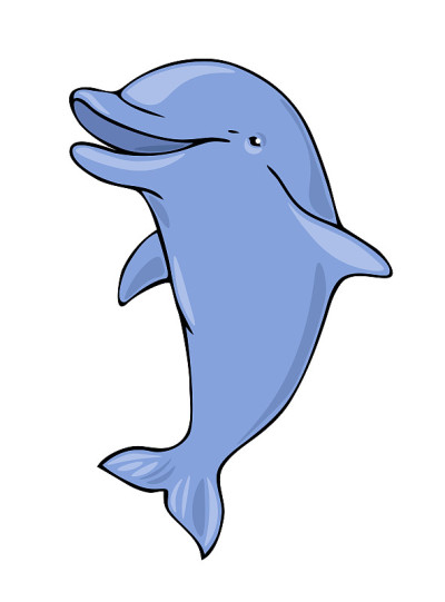 卡通海豚矢量插图。