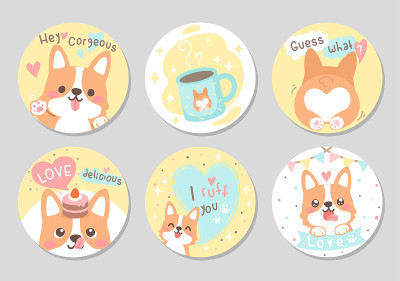 Cute Corgi dog set - Circle