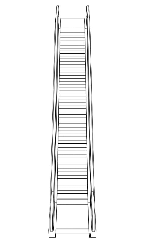 素描自动扶梯。线框显示