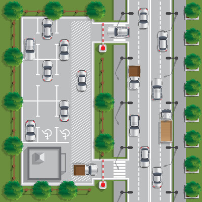 停车的汽车。
