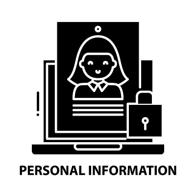 个人信息图标，黑色矢量符号与可编辑的笔触，概念插图