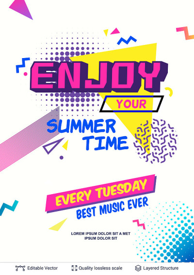 Summer season ad poster in pop-art style.