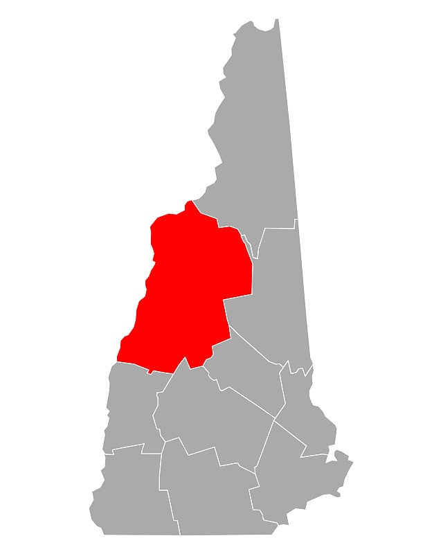 新罕布什尔州的格拉夫顿地图
