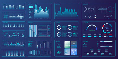 Infographic dashboard template with flat design gr