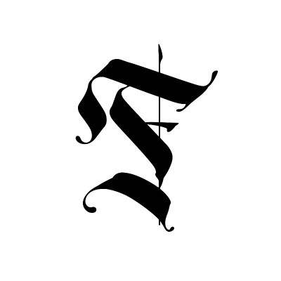 字母F，哥特式风格。字母表。该符号孤立在白色背景上。书法和刻字。中世纪的拉丁字母。公司的标志。字母组