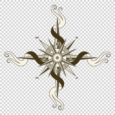 Vintage nautical compass. Old vector design elemen