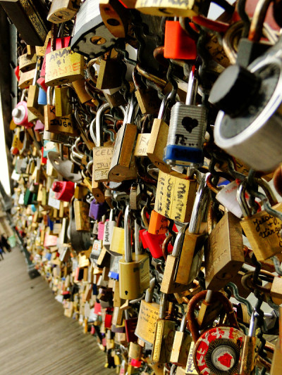 挂锁收藏在Pont des Arts - Paris