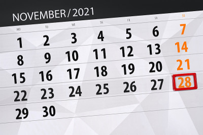 2021年11月的日历计划，截止日期，28日，周日