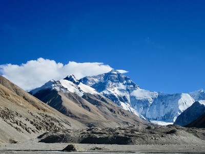 珠穆朗玛峰北基地营地视图