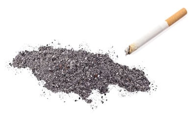 牙买加和香烟形状的烟灰(系列)