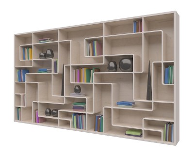 书架孤立的白色3d插图