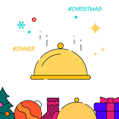 Christmas dinner filled line icon, simple illustra