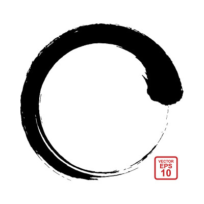 烟灰墨循环。在东方风格的绘画和书法中，圆形的毛笔运动。