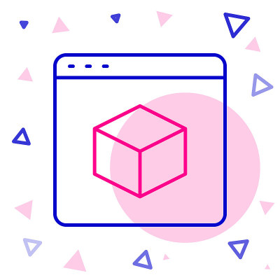 线3D打印机图标孤立在白色背景。3 d打印技术。色彩斑斓的轮廓的概念。向量