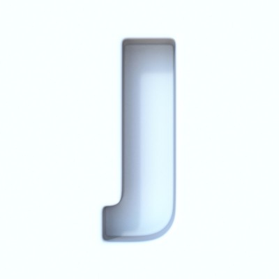 白色洞阴影字体字母J 3D