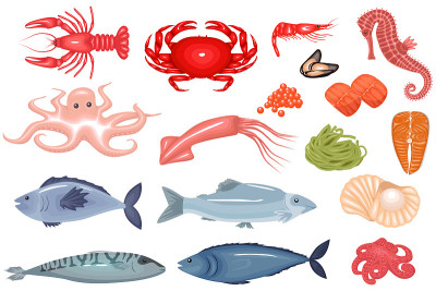 seafood-flat-icons-big-set