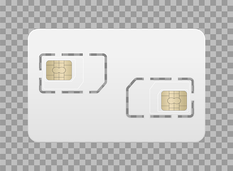 Realistic mockup empty sim card for mobile phone. 
