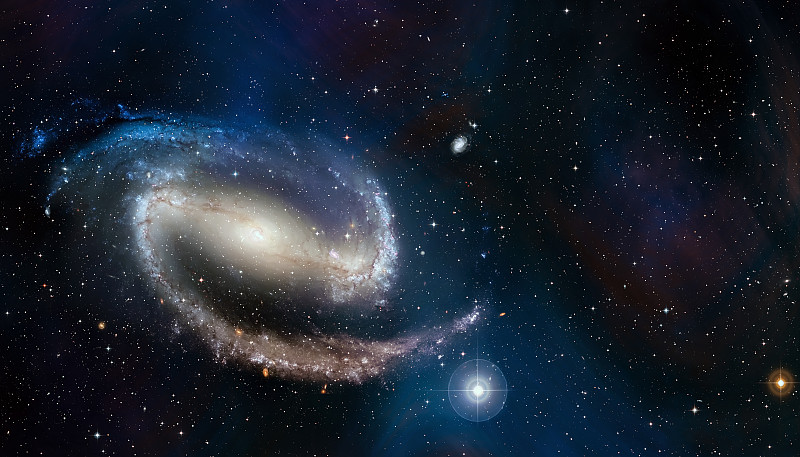 螺旋星系的空间宇宙背景和恒星场