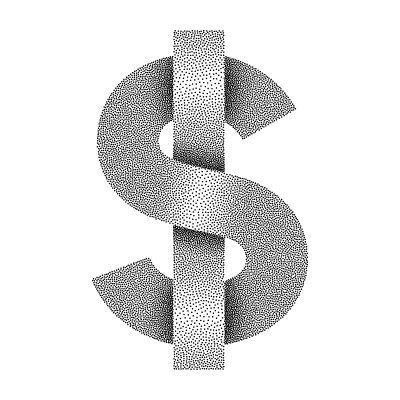 点画的美元符号图标。美元货币符号。矢量插图。