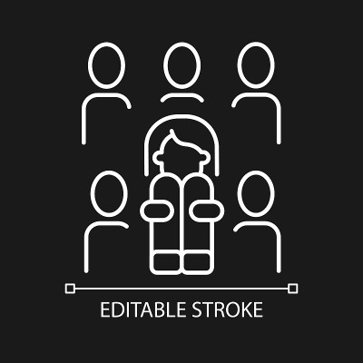 Enochlophobia白色线性图标为黑色主题