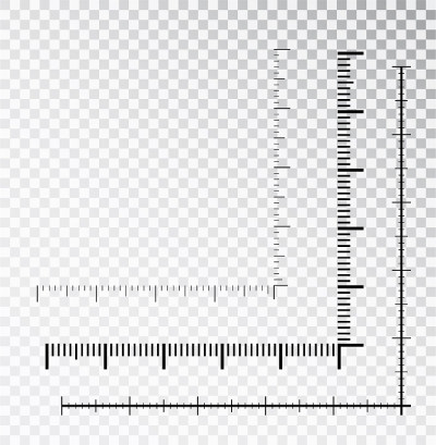 Corner ruler vector. Measuring scales. Mackup for 