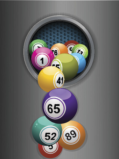Bingo球从金属环的背景上落下