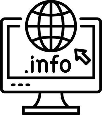 dot info通用顶级域名概念，gtld矢量字形图标设计，域名信息网站标志，云计算和互联网托管服务