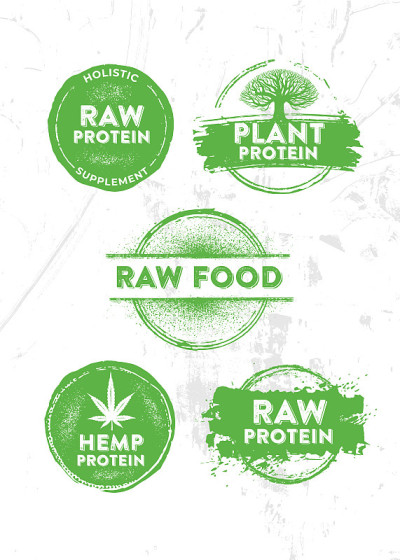 生蛋白有机植物食品补充设计元素概念。
