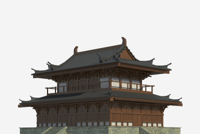 日本建筑孤立在白色背景的3d插图