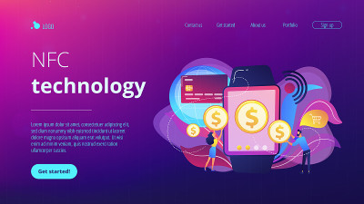智能手表支付概念登陆页面。