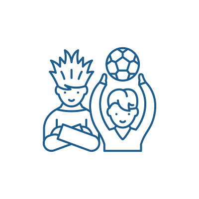 Football fans line icon concept. Football fans fla