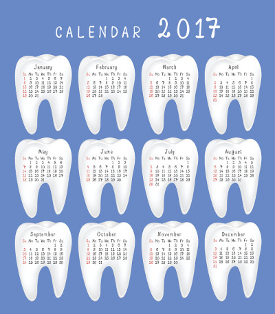 牙2017年日历。