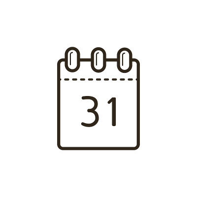 线条艺术图标的撕下日历与数字31页上