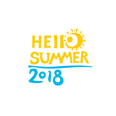 你好,2018年夏天。。图形铭文的象征。