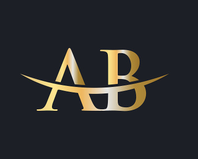 首字母AB设计矢量标志。AB字母标识设计