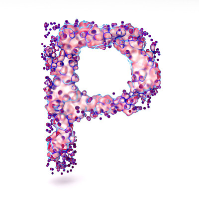 3D字母P与抽象的生物纹理