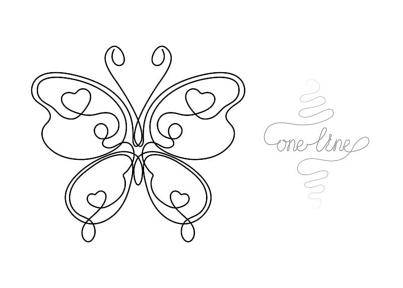 Continuous one line art drawing of butterfly