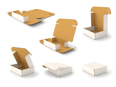 3D插图-现实瓦楞纸箱