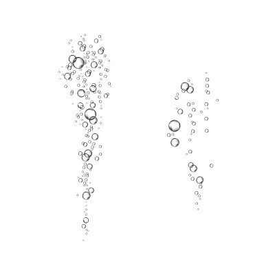 白色背景上孤立的氧气气泡