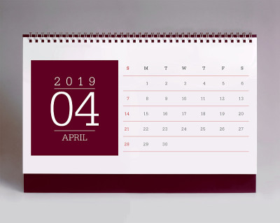 简单的桌面日历2019 - 4月