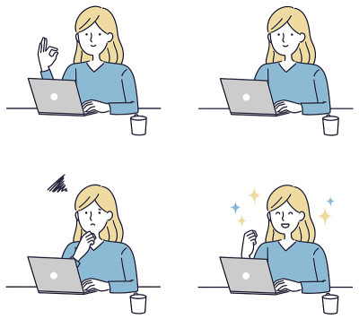 一个女人操作个人电脑的简单插图