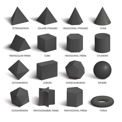 所有基本的3d形状模板在黑暗中