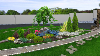 后院园艺背景，3d渲染