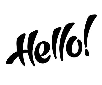 Hand sketched “Hello!“ lettering typography. Drawn