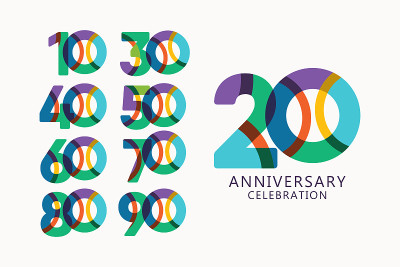 20周年庆典标志矢量模板设计插图
