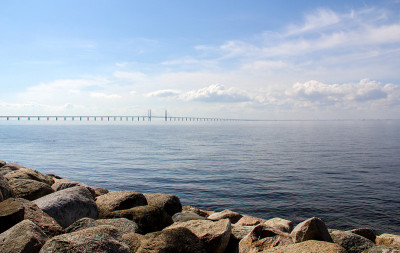 厄勒海峡大桥从Malmö，瑞典